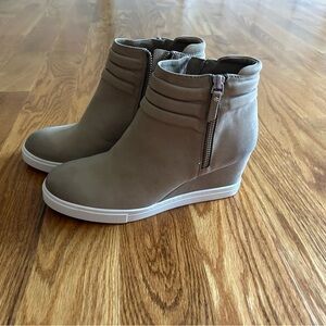 Taupe Ankle Boots with Wedge Heel